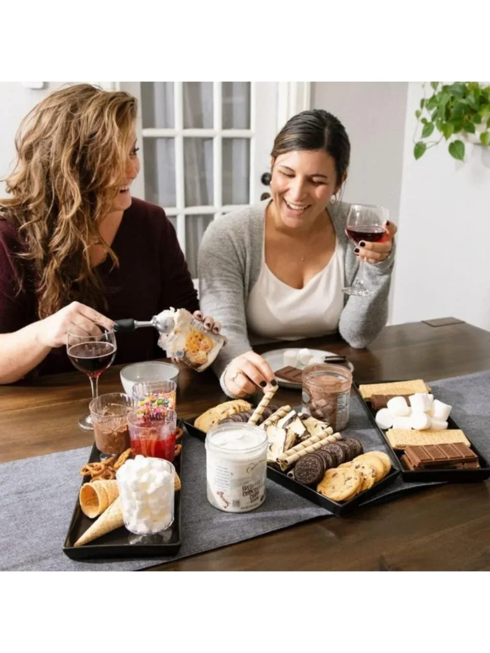 Matte Black Ceramic Serving Platters Set of 4 - Rectangle Plates for